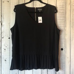 The Limited Black Pleated Zip-Up Back Shirt